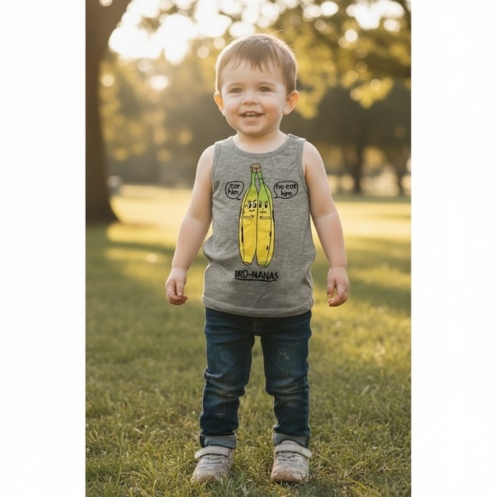 Kids Okie Dokie Gray Bro-Nanas Tank Top